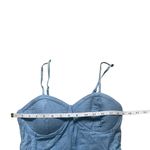 None Rush Floral Denim Flow Spaghetti Strap Blue Dress Photo 4