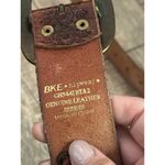 BKE Brown Floral Silver Tone Overlay Tooled Leather Belt Size M Y2K 2000 Photo 3