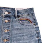 American Eagle NWT  Super Hi Rise A-Line Denim Mini Skirt 00 24W Button Front Photo 1