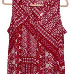 Violet+Claire  Sleeveless Boho Print Blouse Size L Pinks Reds White Photo 0