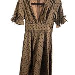 Petal and Pup  Womens Charlie Polka Dot Midi Dress L Brown Black Puff Sleeve Photo 1