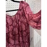 Michael Kors Paisley Print Off Shoulder Long Sleeve Blouse Top Burgundy Pink L Photo 2