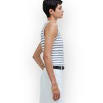 Madewell Split-Crewneck Cardigan Tank Women's XXS White Black Striped NWT Photo 10