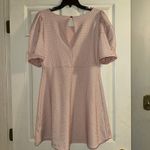 Free People  Penelope Mini Dress Pink Polka‎ Dot Puff Sleeve keyhole back size L Photo 2