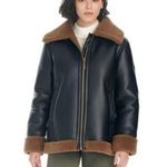 Koolaburra by Ugg Motorcycle Shearling Jacket Womens Large Black Brown Cozy Warm Photo 0