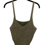 American Eagle  Olive Green Knitted Crop Top - Size Medium Photo 0