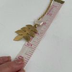 Vintage ZAG freshwater pearl etched leaf Y drop necklace. Gold Photo 6