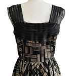 2 B. Rych Dress Black Metallic Gold Silk Chiffon Sleeveless Party Dress Size 6 Photo 2