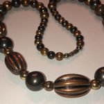 Vintage Beaded Bronze & Dark Gray Heavy Necklace Brown Photo 2