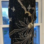 Linsiano Vintage 2pc 100% Silk Beaded Cocktail Dress Size Small Black Photo 1