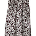 ZARA  Skirt Women XS Burgundy‎ White Floral Midi Boho Cottagecore Whimsical Photo 0