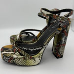 ZARA  Block Heels Womens 5.5 Faux Snakeskin Sandals 4.75" Club Going Out Wedding Photo 0