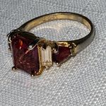 Unique Vintage Vintage Amethyst And CZ In GEP Yellow Gold Ring And 18” Necklace & Ring Size 8 Photo 9