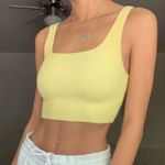Babaton Aritzia  Womens Ribbed Square Neck Cropped Sculpt‎ Knit Tank Top Size L Photo 0