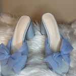 Blue Mules with Decorative Bow Size 6 Photo 2