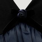 ZARA NWOT Navy Blue Long Sleeve Deep V-Neck Peplum Crop Top Blouse Photo 8