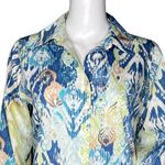 Chico's Shirt Womens Small 0 Multicolor Baroque Pattern Button Up Casual Career Photo 4