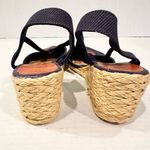 Ralph Lauren Lauren Cala Espadrille Wedge Sandals Women's Size 9 Navy Tan Photo 3