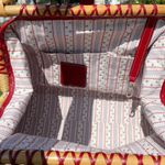 Brighton  Doctor Handbag Vintage with Bamboo Handles and Red Leather Rose Design Photo 5