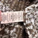 Free People  Poncho Shawl Hoodie Olive Green White Oversized Sweater Womens Med Photo 5