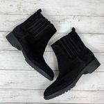 via spiga  Black Suede Leather Ankle Chunky Boots Moto Biker Classic All Black 10 Photo 1