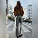 ZARA Straight Mid Rise Fray Hem Jeans Rigid Denim Gray Black sz 28 Photo 5