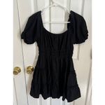 Altar'd State  Women's Medium Black Puffer Sleeve Linen‎ Mini Dress Photo 1
