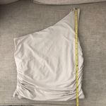 Abercrombie & Fitch  One Shoulder Ruched Side Stretchy Tank Top Small Stone Taupe Photo 2