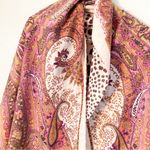 Paisley Leopard Print Cream Multi Color Large Tassel Full Wrap Blanket Scarf Photo 2