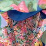 Takara Maxi Dress Juniors 5 Pink Blue Floral Polyester Button Front Tie Back Photo 4