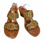 Nurture Boho leather multi color sandal open wedge Orange Size 10 Photo 5