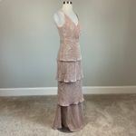 AQUA  Sequined Tiered A-Line Long Evening Gown Rose Gold Size 4 Formal Dress Photo 2