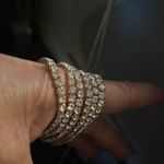 Badgley Mischka New 6 Rows of Bling Crystals Stretch Bracelets Rose Gold Photo 1