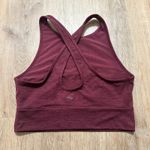 JoyLab | Burgundy Heathered High Neck Brushed Jersey Crisscross Sports Bra, M Photo 1