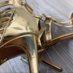 Aquazzura Beverly Hills gold metallic laceup heels Size 5 Photo 6