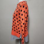 Crown & Ivy Orange & Navy Polka Dot Striped Hem Two Fer Sweater Size Small Photo 3