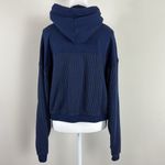 Aerie Navy Contrasting texture Waffle Knit Full Zip Cropped Hoodie Size Large Photo 5