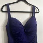 La Blanca  Blue Ruched Sweetheart Neck Island Goddess One Piece Swimsuit Sz 16W Photo 2