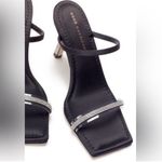 Good American  Kickstand Embellished Heels Black Main Satin Neoprene Gold Heel 5 Photo 2