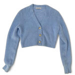 Kendall Lane Baby Blue Cropped Fuzzy Cardigan Photo 4
