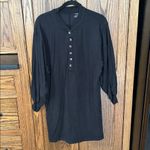 Summersalt  Softest French Terry Henley Dress Mini Black Button Super Soft Medium Photo 3
