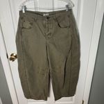 Free People  Good Luck Barrel Leg Pants in Olive Green 29 Photo 1