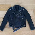 Steve Madden - Jocelyn "Love Never Dies" Graffiti Studded Leather Biker Jacket Photo 0