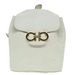 Salvatore Ferragamo  Gancini Leather School Draswtring Backpack White /Silver Photo 0
