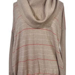 Victoria's Secret  Beige Stripe Cowl Neck Sweater M Pockets‎ Fall Winter Chic Photo 0