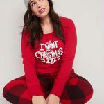 Old Navy NWOT  Red Thermal Knit LS Top All I Want For Christmas is ZZZ’s Size 3X Photo 1