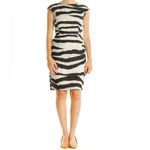 Banana Republic  Zebra Print Linen Cocktail Sheath Dress Cap‎ Sleeve Size 0 Photo 1