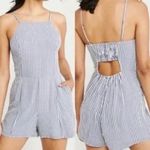 Abercrombie & Fitch Striped Romper Smocked Open Back Jumper Blue White Shorts Photo 1