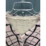 Urban Outfitters Pink Plaid Fuzzy Knit Cropped Cardigan Sweater Cozy Top Photo 1