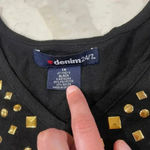 Denim 24/7 Gold Studded Black V Neck Soft Knit Pullover Tunic Blouse Women's 1X Photo 2